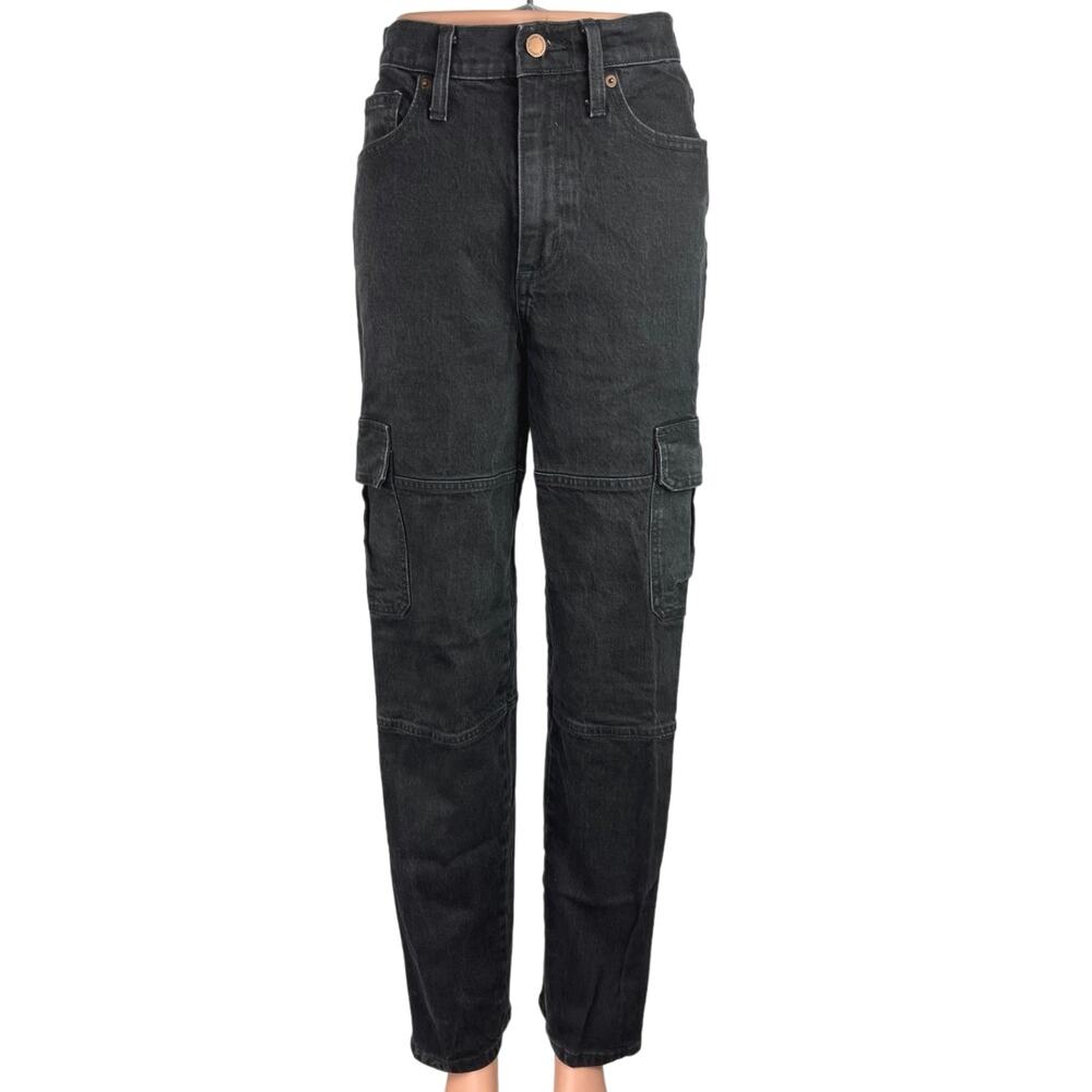 Universal Thread Women's Black High Rise Straight Leg Cargo Denim Jeans Size 2